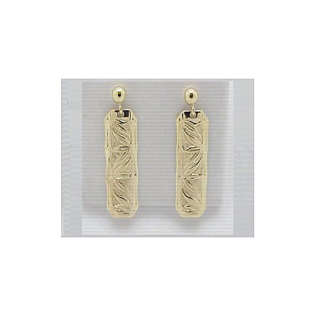 14k Gold Bamboo Hawaiian Post Earrings 5.5g